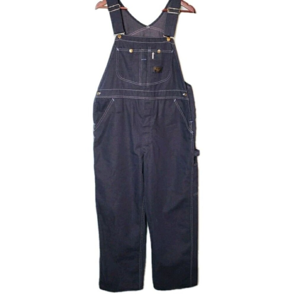 Vintage Mens Dark Denim Overalls Carpenter Sears Tradewear Tri-Blend Sz 40 x 30